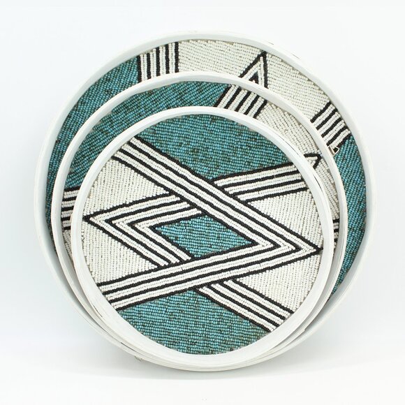 NEW Eco Handcraft Geo Bamboo Tray Set